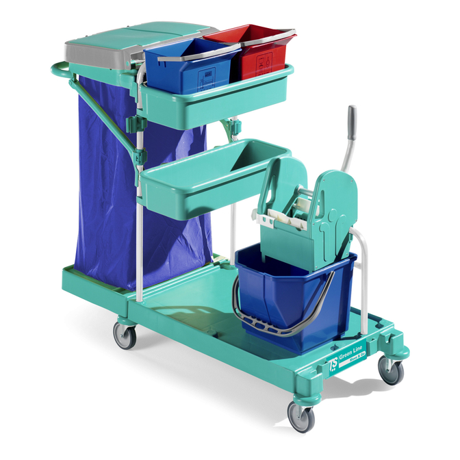 Product TTS Green 20 Janitorial Trolley base image