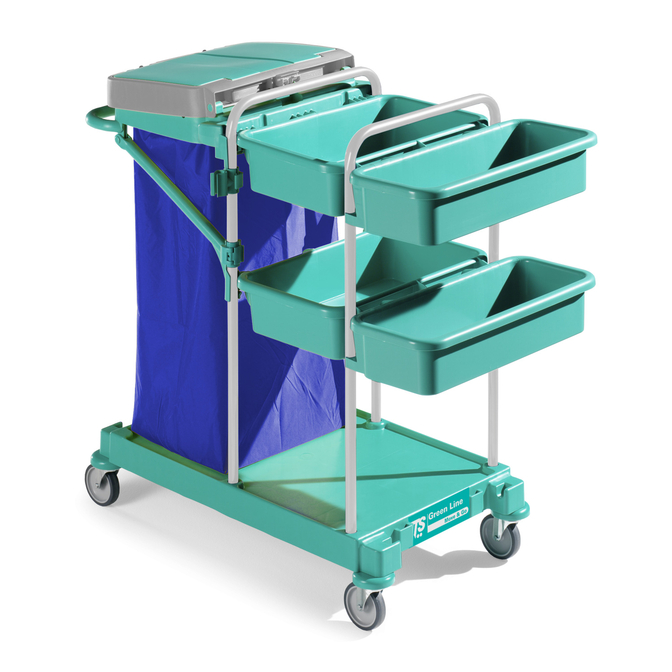 Product TTS Green 110 Janitorial Trolley base image