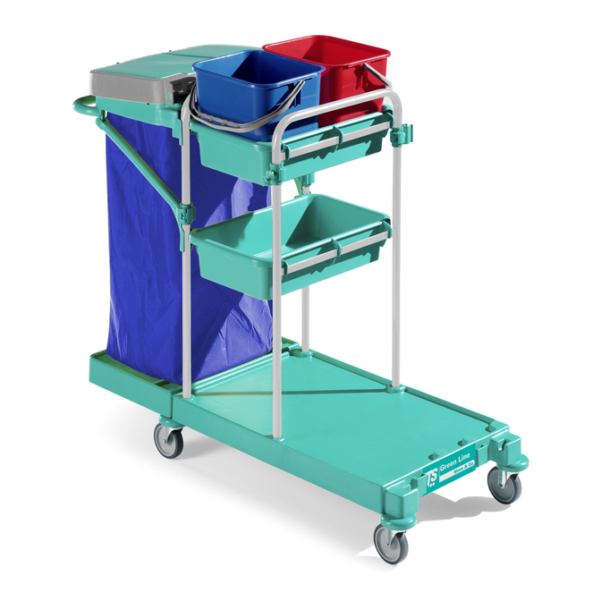 Product TTS Green 130 Janitorial Trolley base image