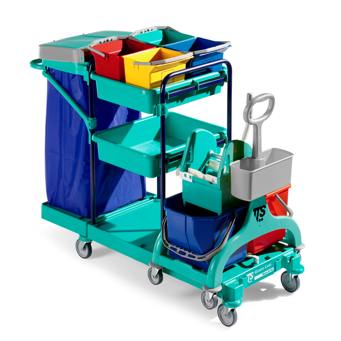 Product TTS Green 450 Janitorial Trolley base image