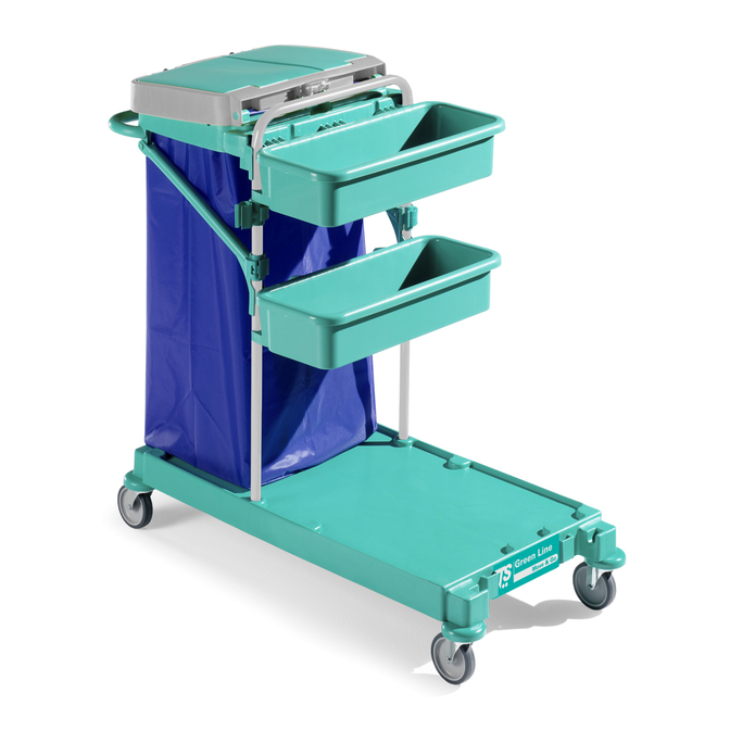 Product TTS Green 470 Janitorial Trolley base image