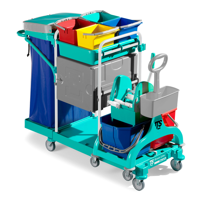 Product TTS Green 530 Janitorial Trolley base image