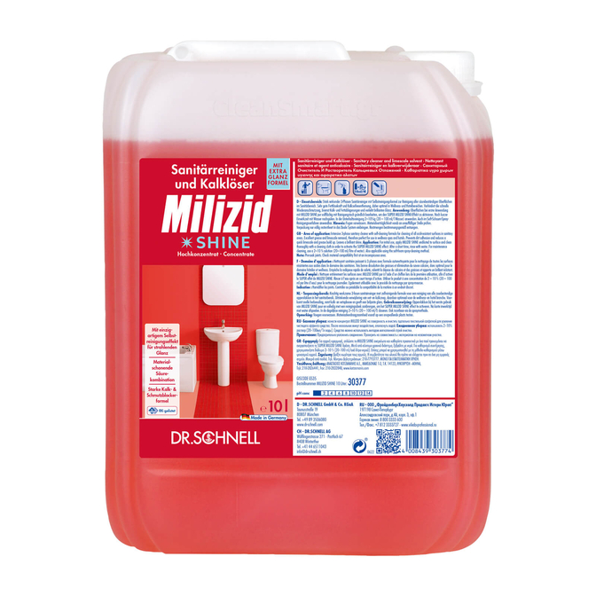 Product Dr. Schnell Milizid Shine 3-Phase Cleaner and Limescale Solvent 10L base image