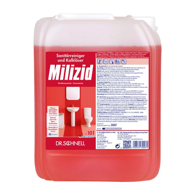 Product Dr. Schnell Milizid Cleaner - Bacteriostatic Liquid 10L base image